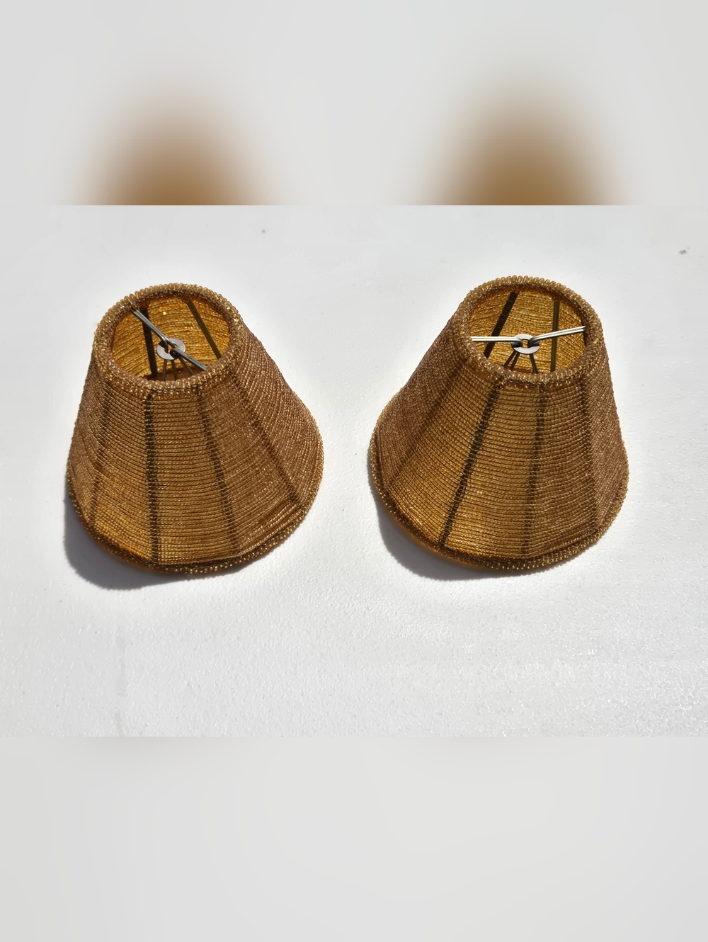 2 Amber / Golden Beaded Mini Lampshades.   ?Boho?